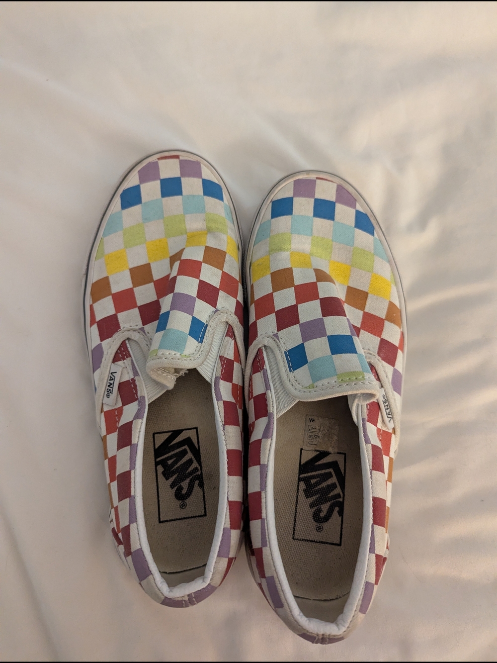 Vans Women's Slip-On Rainbow Checkerboard Sneakers